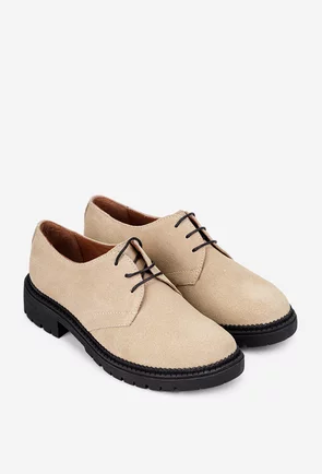Pantofi dama taupe deschis din piele intoarsa