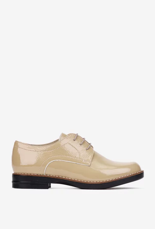 Pantofi dama taupe deschis din piele lacuita picture - 3