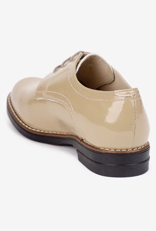 Pantofi dama taupe deschis din piele lacuita picture - 4