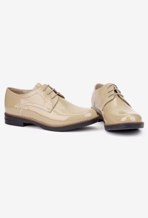 Pantofi dama taupe deschis din piele lacuita picture - 6
