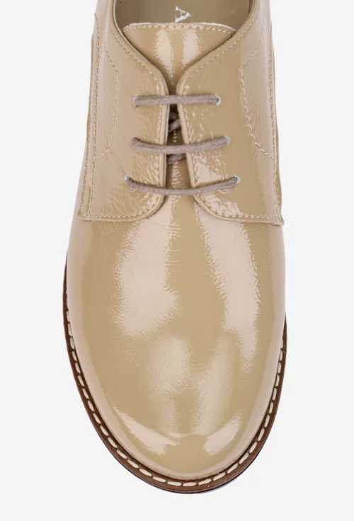Pantofi dama taupe deschis din piele lacuita picture - 7