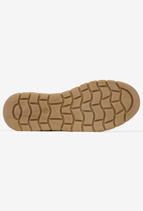 Pantofi dama taupe din mai multe tipuri de piele