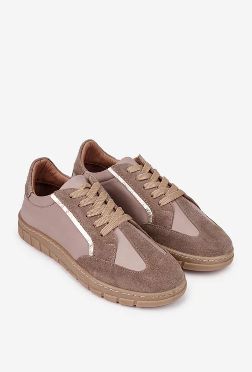 Pantofi dama taupe din piele