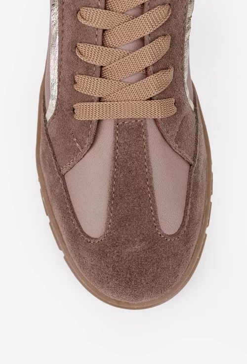 Pantofi dama taupe din piele