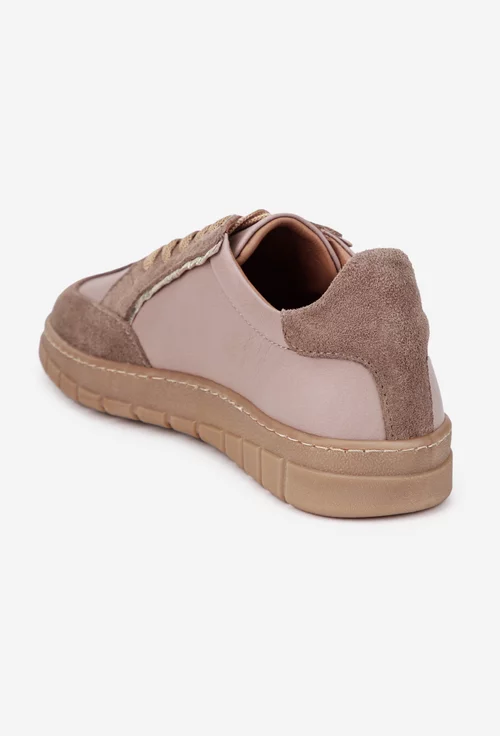 Pantofi dama taupe din piele