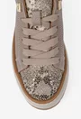 Pantofi dama taupe din piele cu imprimeu si ornament