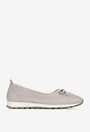 Pantofi dama taupe din piele cu perforatii fine