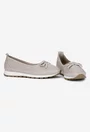 Pantofi dama taupe din piele cu perforatii fine
