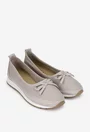 Pantofi dama taupe din piele cu perforatii fine