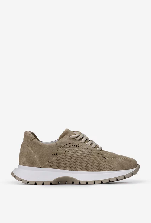 Pantofi dama taupe din piele intoarsa