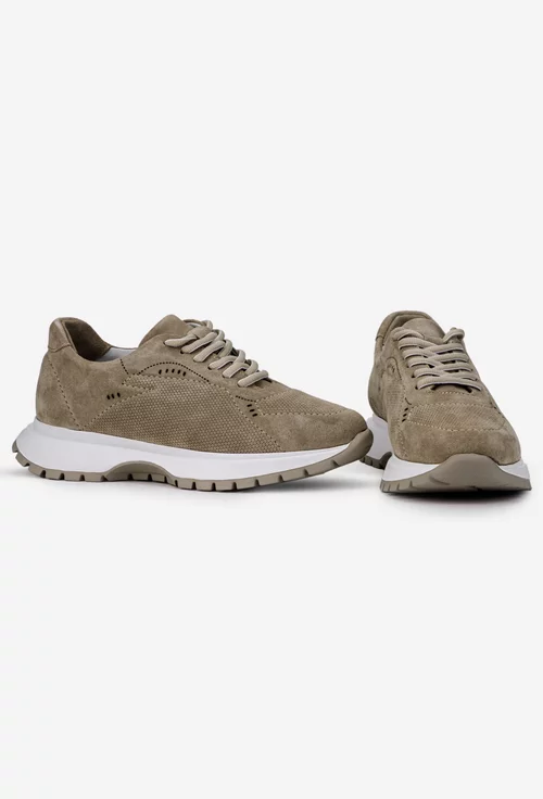 Pantofi dama taupe din piele intoarsa