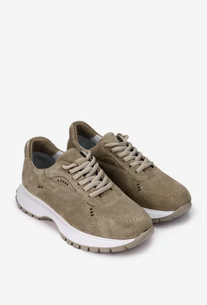 Pantofi dama taupe din piele intoarsa