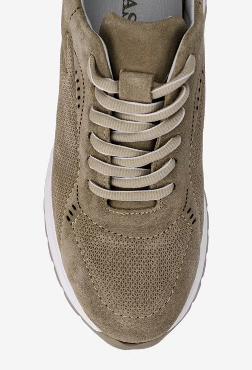 Pantofi dama taupe din piele intoarsa