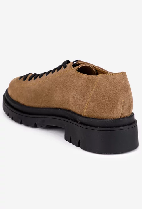 Pantofi dama taupe din piele intoarsa