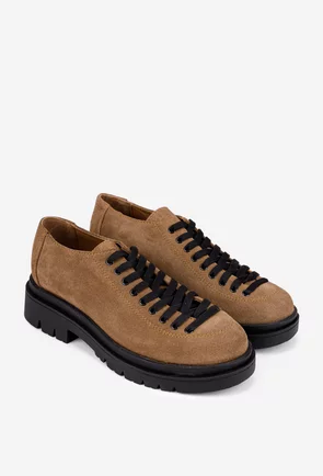 Pantofi dama taupe din piele intoarsa