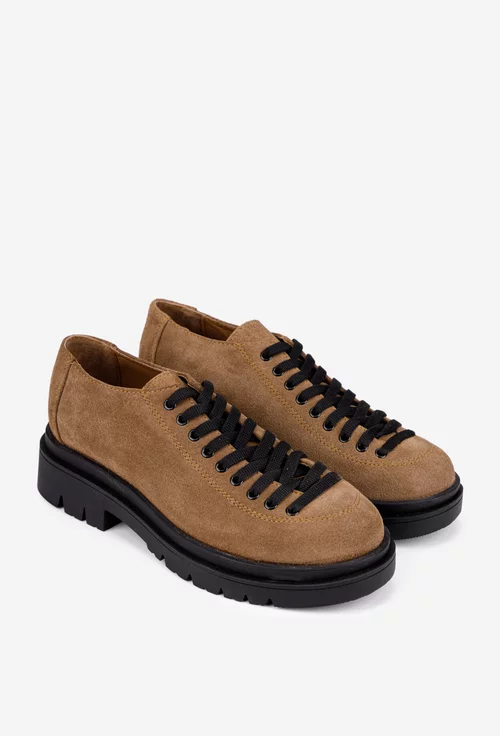 Pantofi dama taupe din piele intoarsa