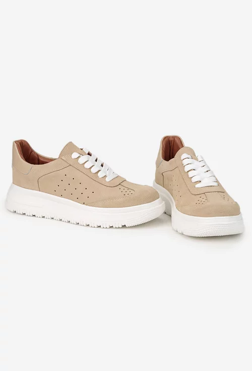 Pantofi dama taupe din piele intoarsa picture - 5