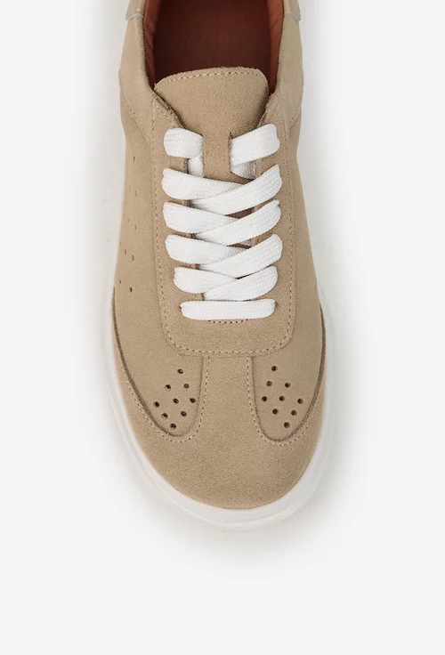 Pantofi dama taupe din piele intoarsa picture - 6