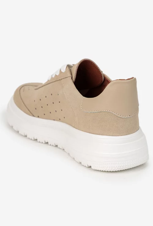 Pantofi dama taupe din piele intoarsa picture - 3