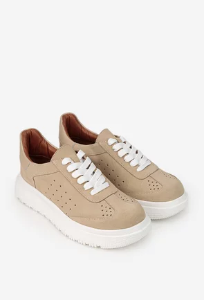 Pantofi dama taupe din piele intoarsa