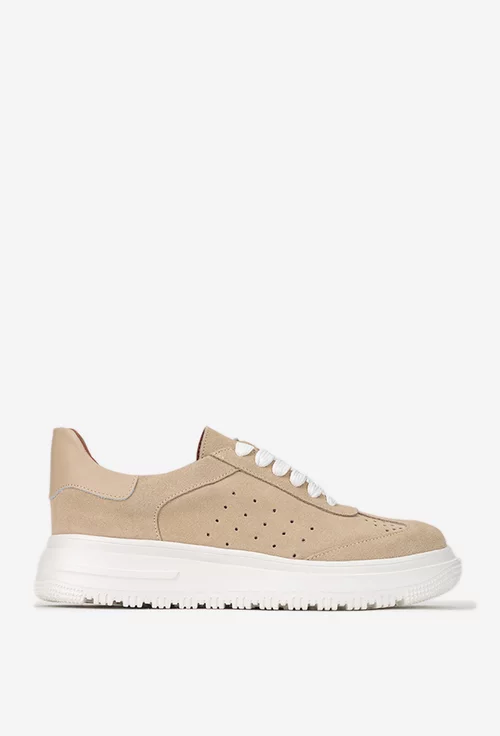 Pantofi dama taupe din piele intoarsa picture - 2