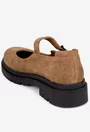 Pantofi dama taupe din piele intoarsa cu bareta