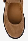 Pantofi dama taupe din piele intoarsa cu bareta