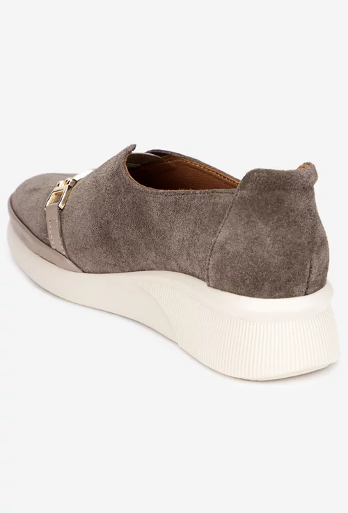 Pantofi dama taupe din piele intoarsa