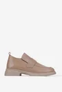 Pantofi dama taupe din piele lacuita cu model