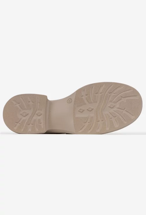 Pantofi dama taupe din piele lacuita cu model