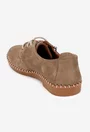 Pantofi dama taupe din piele nabuc cu siret si fermoar decorativ