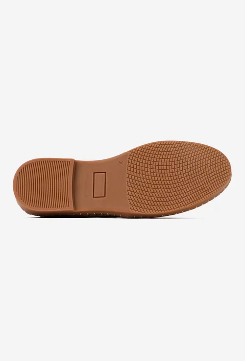 Pantofi dama taupe din piele nabuc cu siret si fermoar decorativ