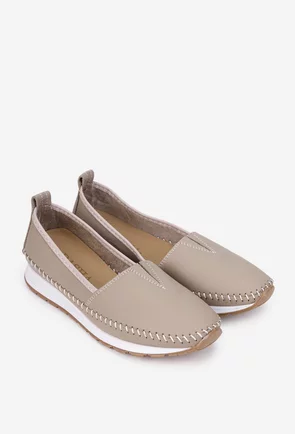 Pantofi dama taupe din piele naturala