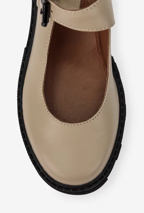Pantofi dama taupe din piele naturala