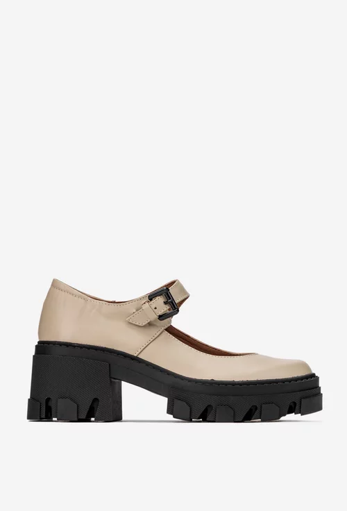 Pantofi dama taupe din piele naturala