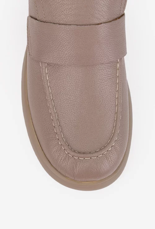 Pantofi dama taupe din piele naturala