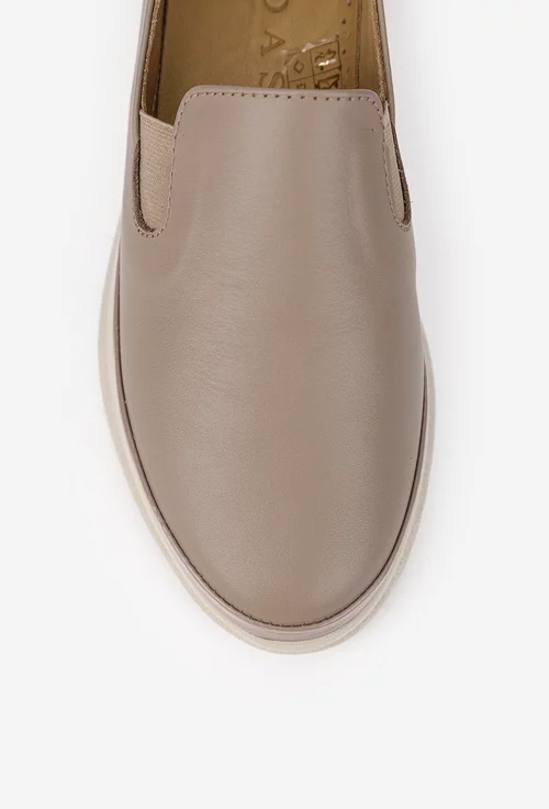 Pantofi dama taupe din piele naturala