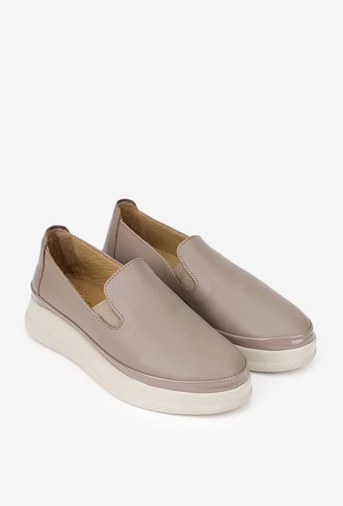 Pantofi dama taupe din piele naturala
