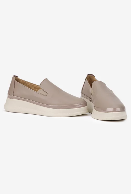 Pantofi dama taupe din piele naturala