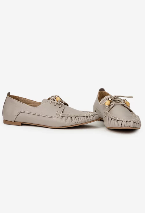Pantofi dama taupe din piele naturala