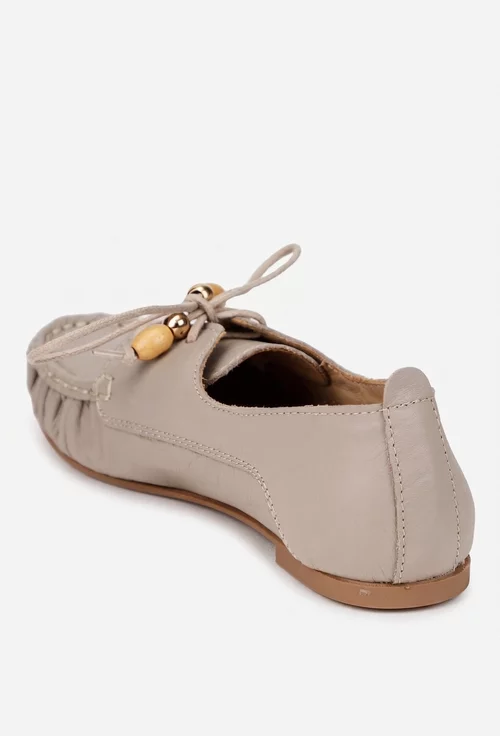 Pantofi dama taupe din piele naturala