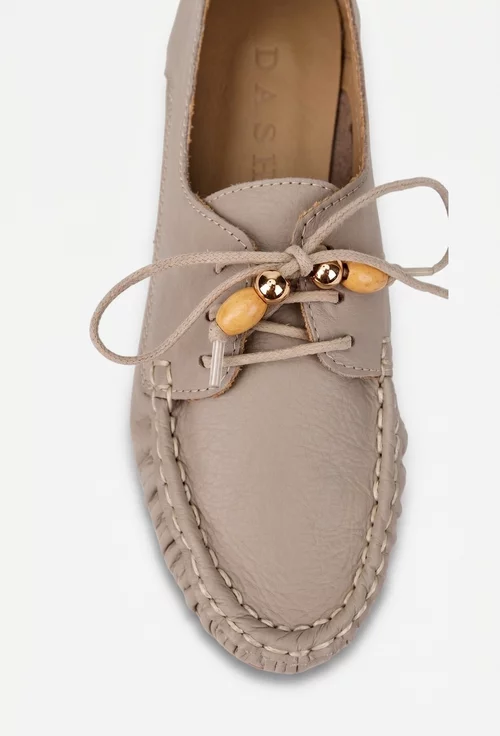 Pantofi dama taupe din piele naturala