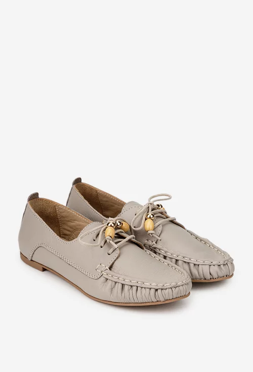 Pantofi dama taupe din piele naturala