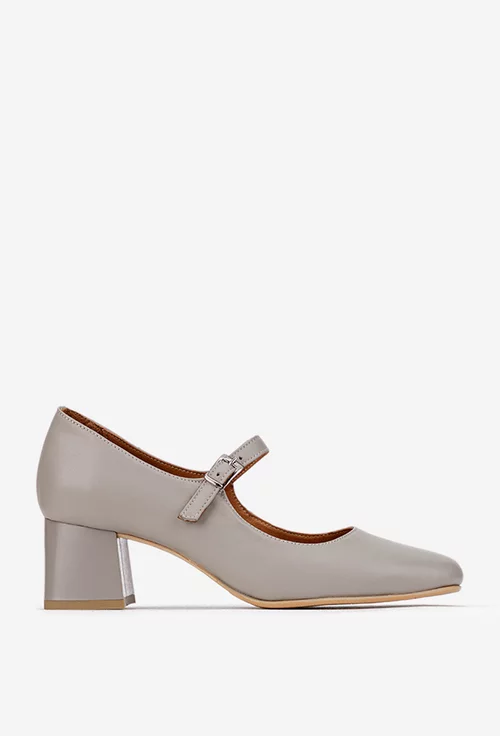 Pantofi dama taupe din piele naturala cu bareta