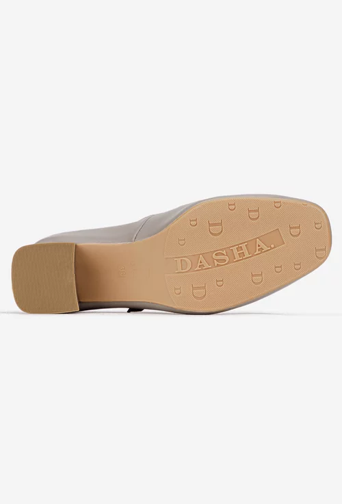 Pantofi dama taupe din piele naturala cu bareta