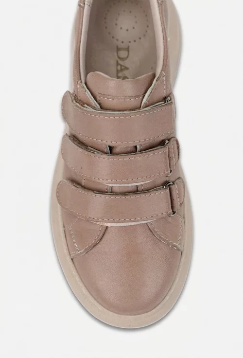 Pantofi dama taupe din piele naturala cu inchidere velcro