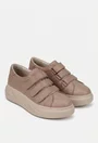 Pantofi dama taupe din piele naturala cu inchidere velcro