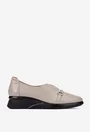 Pantofi dama taupe din piele naturala cu ornament