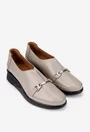 Pantofi dama taupe din piele naturala cu ornament