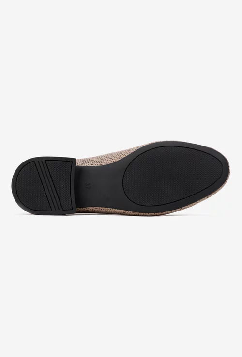 Pantofi dama taupe din piele naturala cu ornament